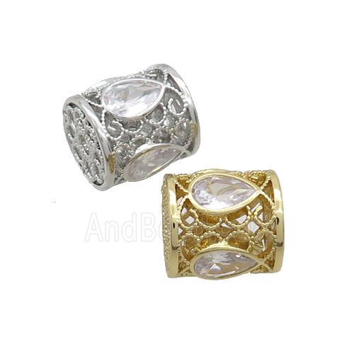 Copper Tube Beads Pave Zircon Mixed