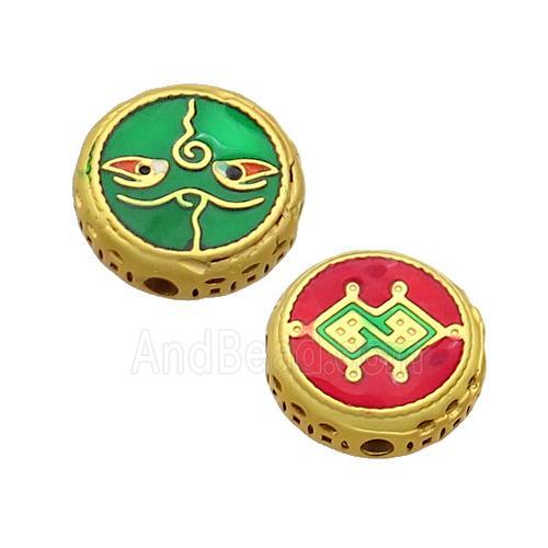 Copper Button Circle Beads Enamel Gold Plated
