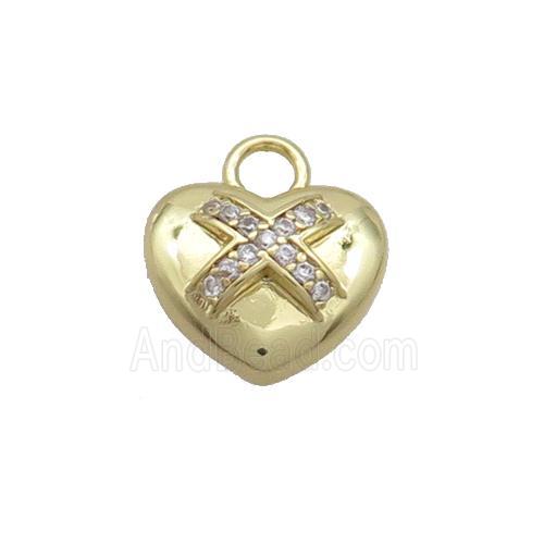 Copper Heart Pendant Pave Zircon Gold Plated
