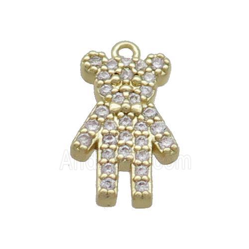 Copper Bear Pendant Pave Zircon Gold Plated