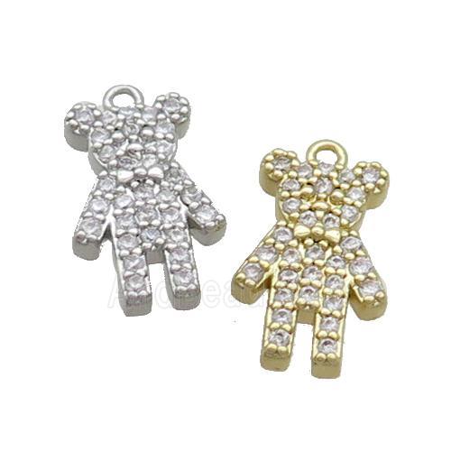 Copper Bear Pendant Pave Zircon Mixed