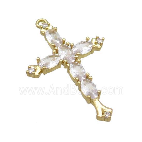 Copper Cross Pendant Pave Zircon Gold Plated