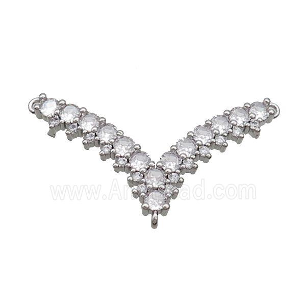 Copper Antlers Pendant Pave Zircon 3loops Platinum Plated