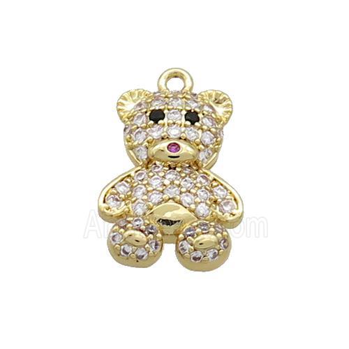 Copper Bear Pendant Pave Zircon Gold Plated