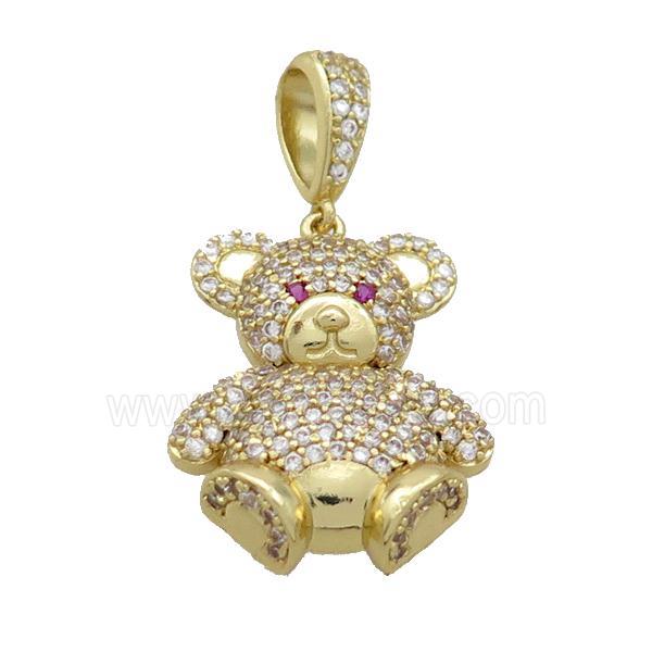 Copper Bear Pendant Pave Zircon Gold Plated