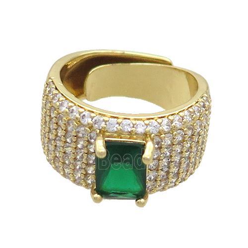 Copper Ring Pave Zircon Adjustable Gold Plated