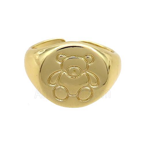 Copper Ring Bear Gold Plated