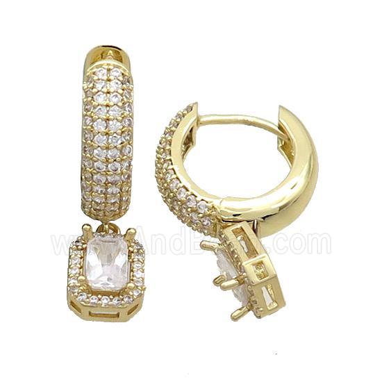 Copper Hoop Earring Pave Zircon Gold Plated