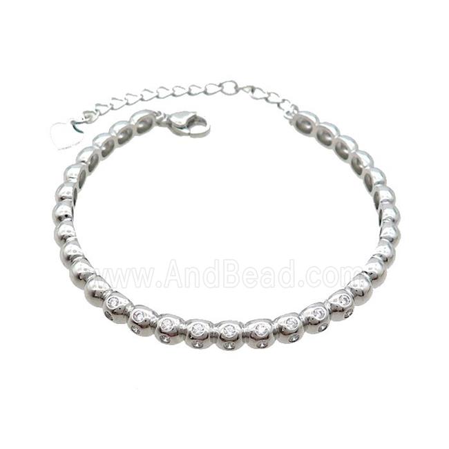 Copper Bangle Pave Zircon Platinum Plated