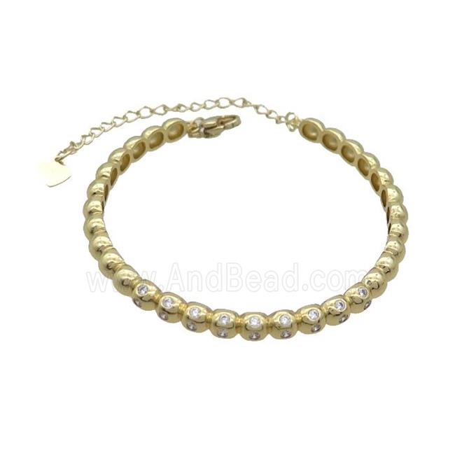 Copper Bangle Pave Zircon Gold Plated