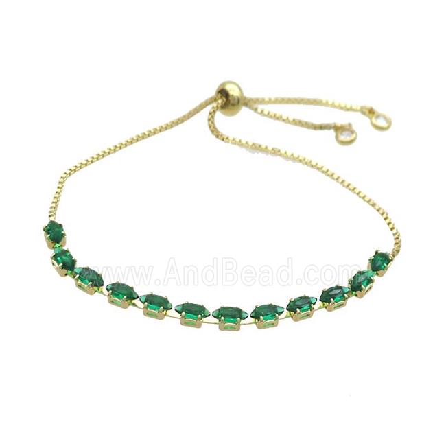 Copper Bracelet Pave Green Crystal Glass Adjustable Gold Plated