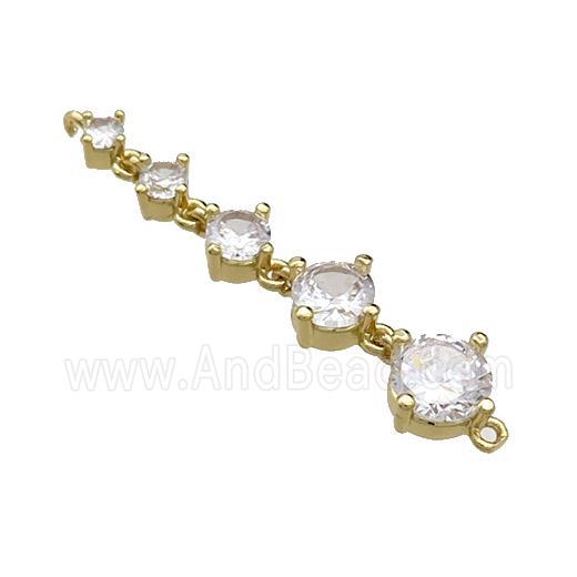 Copper Stick Connector Pave Crystal Glass Gold Plated