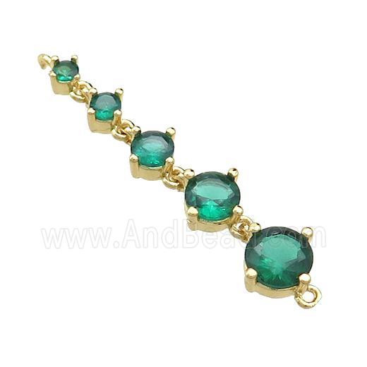 Copper Stick Connector Pave Green Crystal Glass Gold Plated