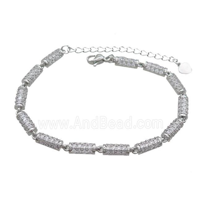 Copper Bracelet Pave Zircon Platinum Plated