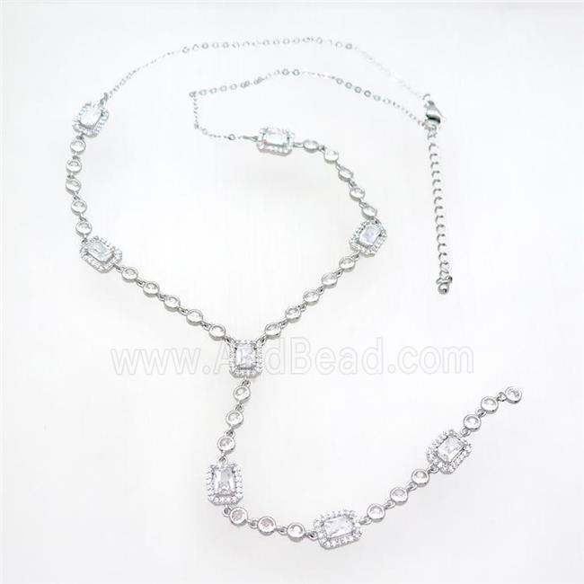 Copper Necklace Pave Zircon Platinum Plated