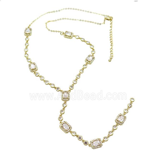 Copper Necklace Pave Zircon Gold Plated