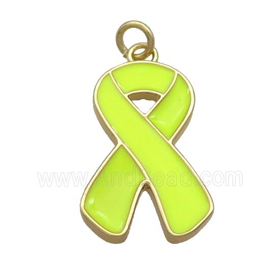 Copper Awareness Ribbon Pendant Yellow Enamel Gold Plated