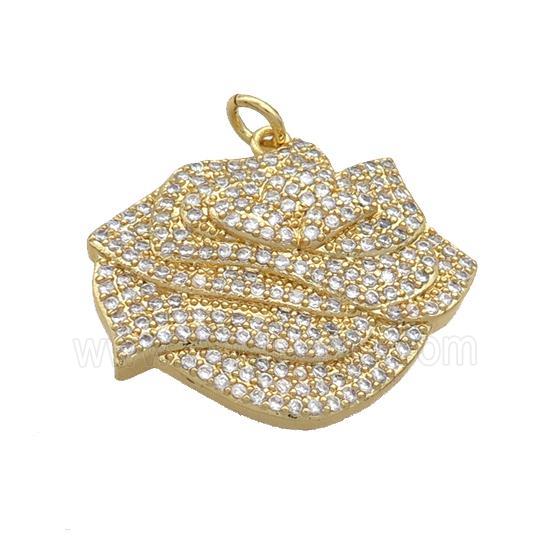 Copper Flower Pendant Pave Zircon Gold Plated