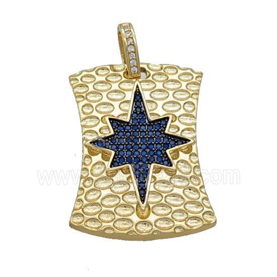 Copper Northstar Pendant Pave Blue Zircon Gold Plated