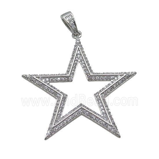 Copper Star Pendant Pave Zircon Platinum Plated