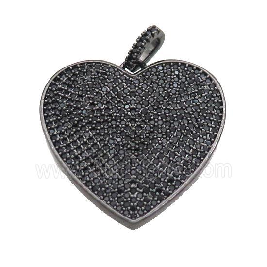 Copper Heart Pendant Pave Zircon Black Plated