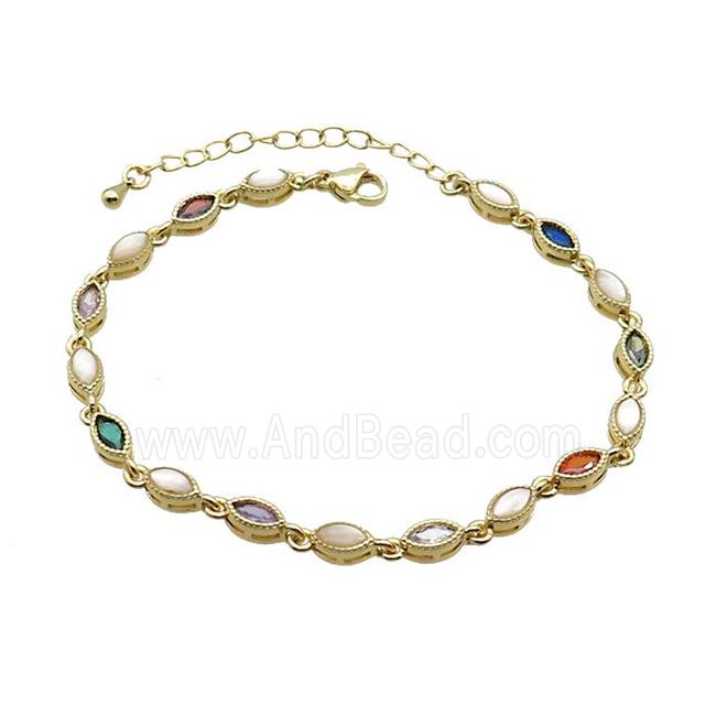 Copper Bracelets Pave Zirocn Multicolor Eye Gold Plated