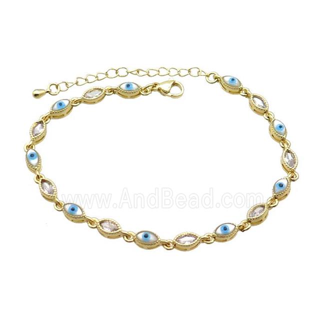 Copper Bracelets Pave Zirocn Evile Eye Gold Plated