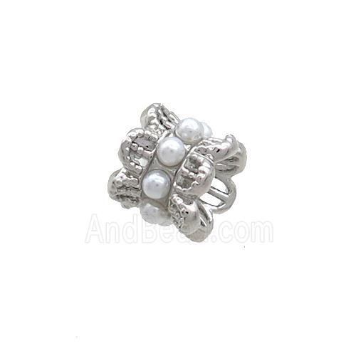 Copper Capbeads Pave Pearlized Plastic Double Platinum Plated