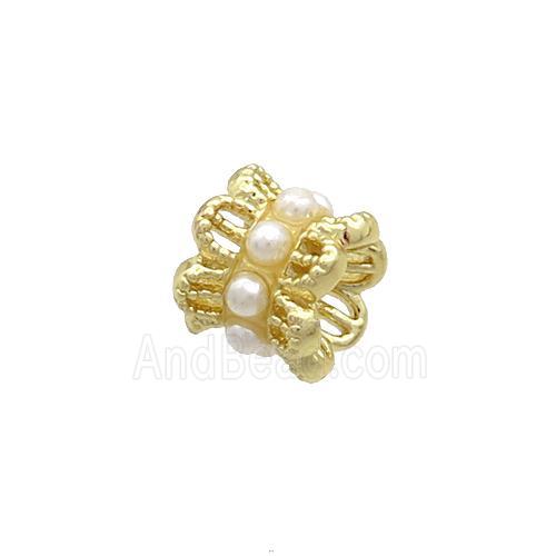 Copper Capbeads Pave Pearlized Plastic Double Gold Plated