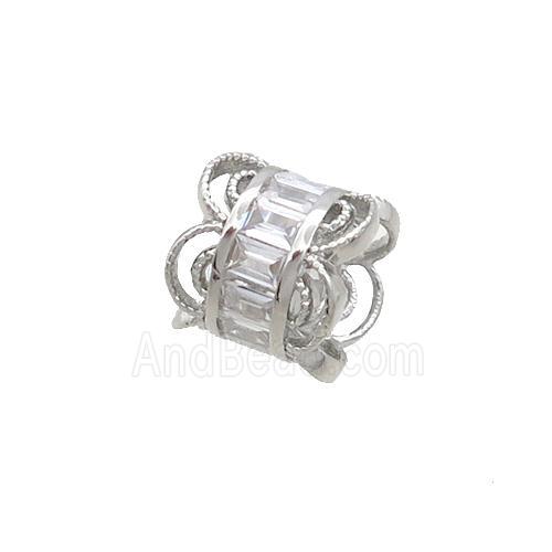 Copper Capbeads Pave Zircon Double Platinum Plated