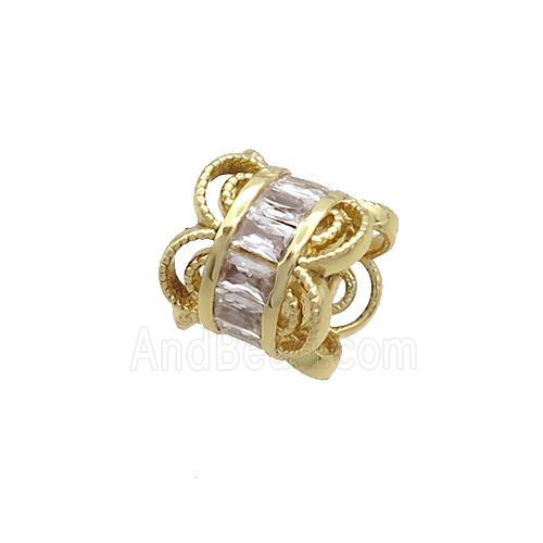 Copper Capbeads Pave Zircon Double Gold Plated