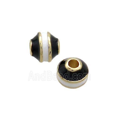 Copper Bicone Beads Black White Enamel Gold Plated