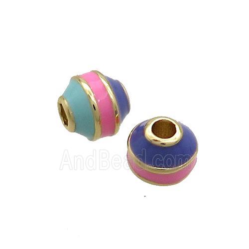 Copper Bicone Beads Enamel Multicolor Gold Plated