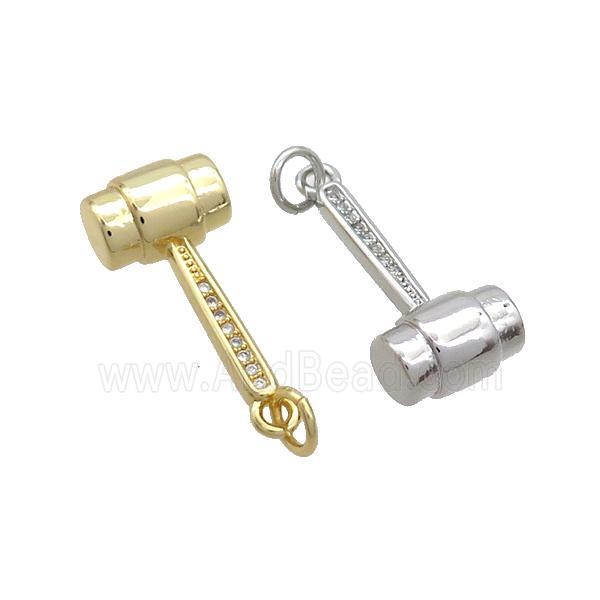 Copper Hammer Charm Pendant Pave Zircon Mixed