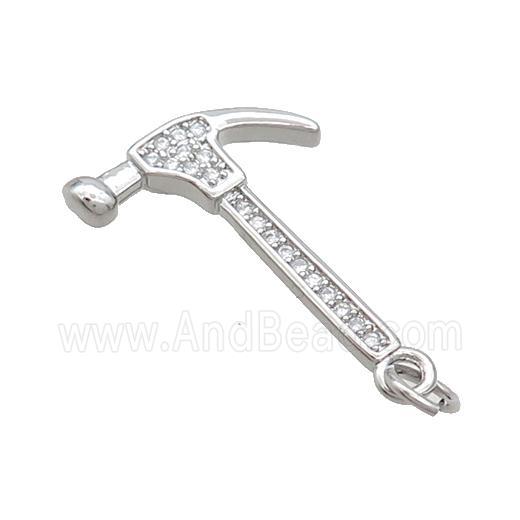Copper Hammer Pendant Pave Zircon Tools Charms Platinum Plated