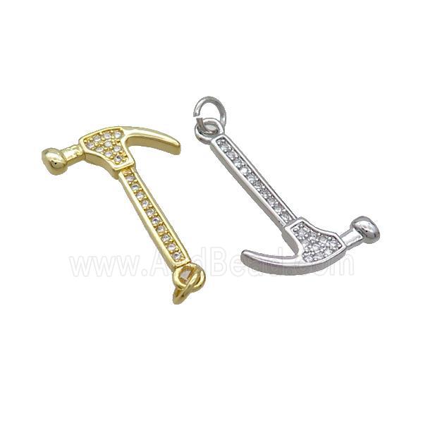 Copper Hammer Tools Pendant Pave Zircon Mixed