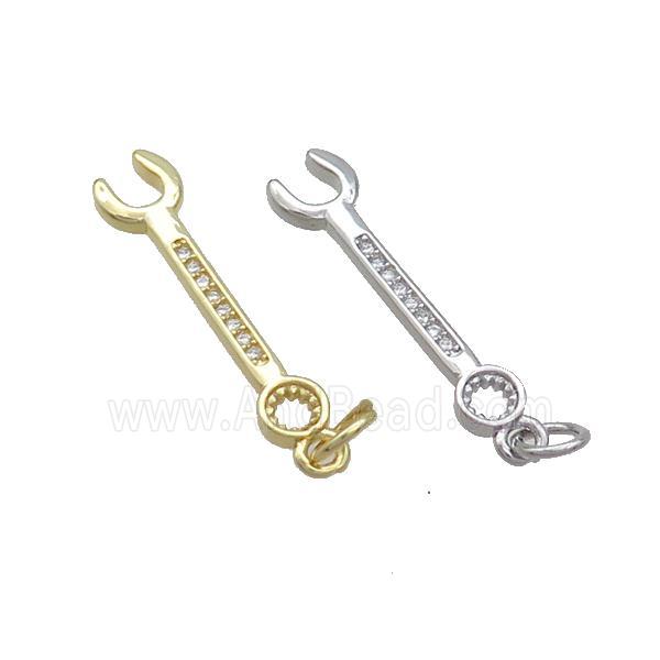 Copper Wrench Charm Pendant Pave Zircon Tools Mixed