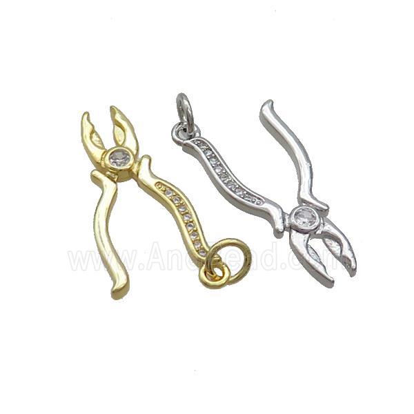 Copper Pliers Charms Pendant Pave Zircon Tools Mixed
