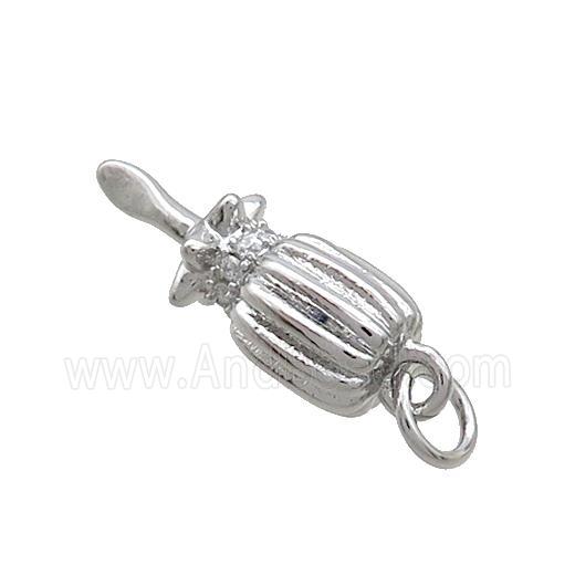 Copper Screwdriver Charms Pendant Pave Zircon Platinum Plated