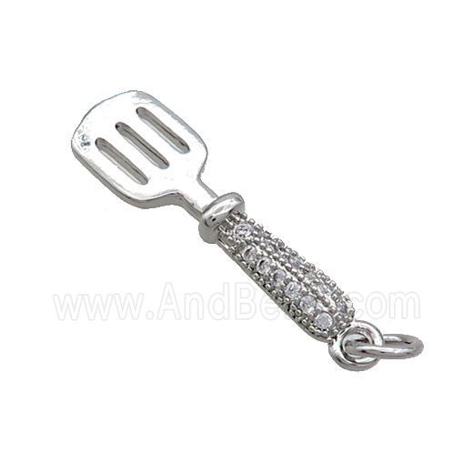 Copper Peeler Charm Pendant Pave Zircon Platinum Plated