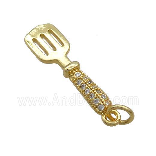 Copper Peeler Charm Pendant Pave Zircon Gold Plated