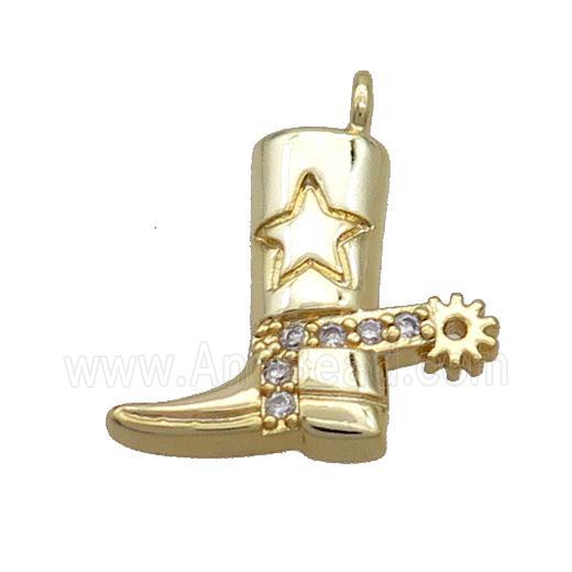 Copper Shoes Charms Pendant Pave Zircon Gold Plated