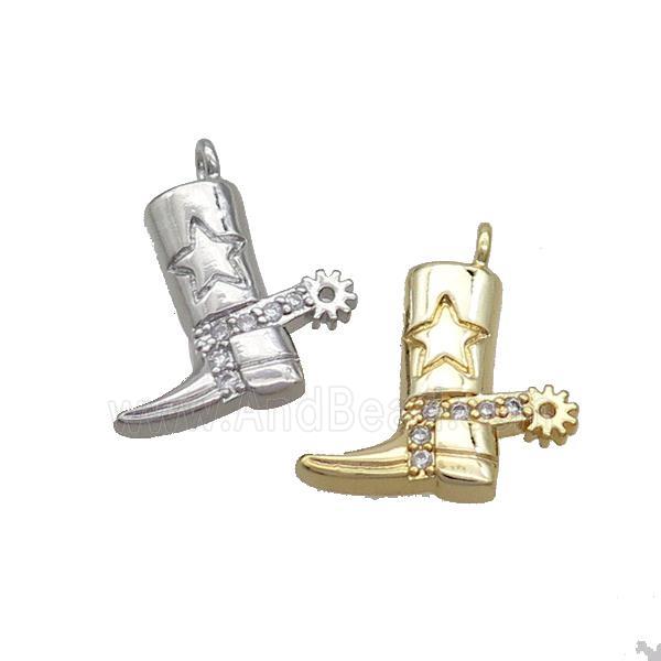 Copper Shoes Charms Pendant Pave Zircon Mixed