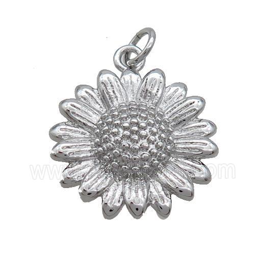 Copper Sunflower Pendant Platinum Plated
