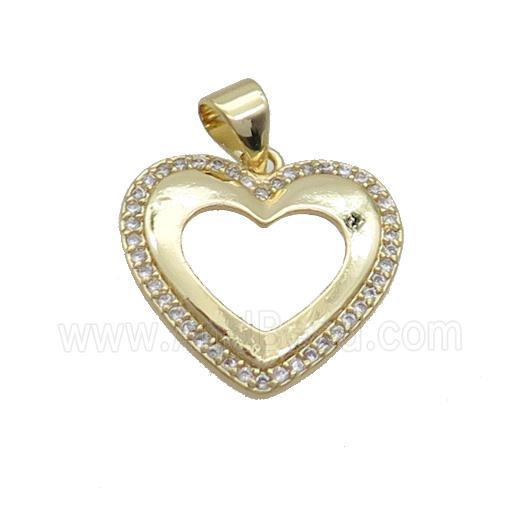 Copper Heart Pendant Pave Zircon Hollow Gold Plated