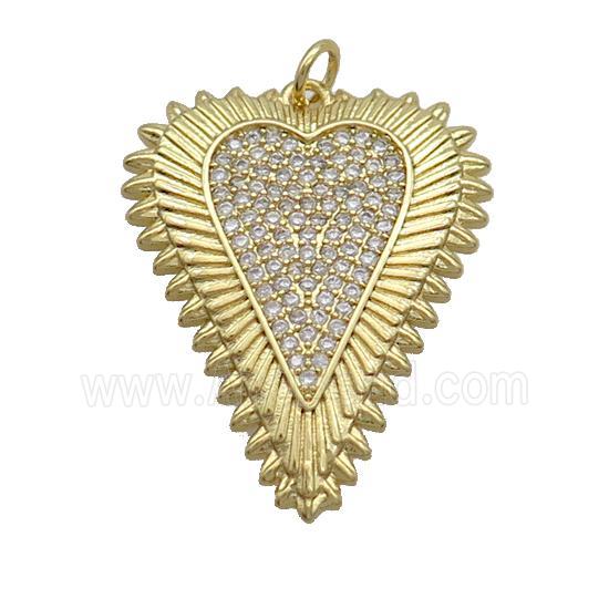 Copper Heart Pendant Pave Zircon Gold Plated