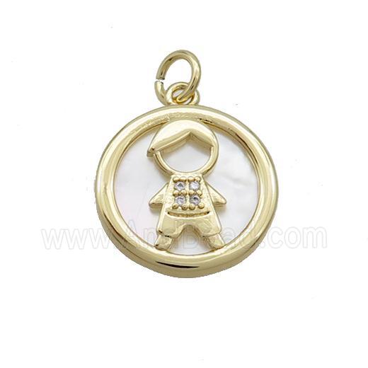 Copper Boy Charms Pendant Pave Zircon Shell Gold Plated
