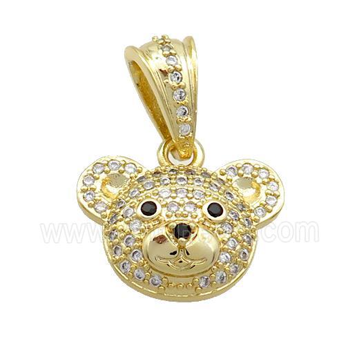 Copper Bear Pendant Pave Zircon Gold Plated