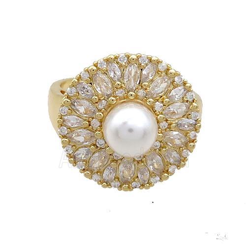 Copper Ring Pave Zircon Gold Plated