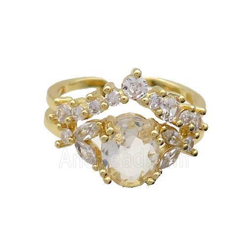Copper Ring Pave Zircon Gold Plated